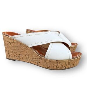 Sonoma Life Nemmy Wrap Cork Wedge Sandal White Heeled Sandals Women's size 7